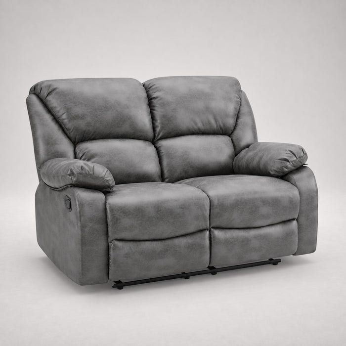 Enoch 2 Seater Recliner Sofa, Dark Grey Faux Leather