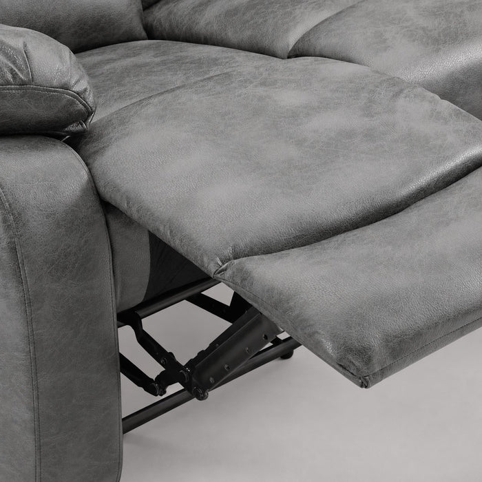 Enoch 3 Seater Recliner Sofa, Dark Grey Faux Leather