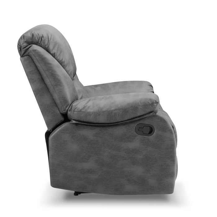 Enoch 2 Seater Recliner Sofa, Dark Grey Faux Leather