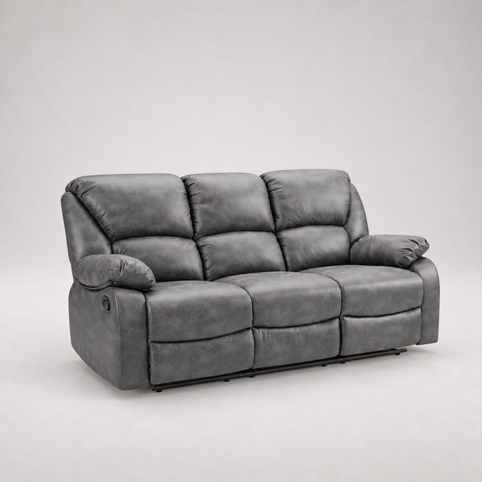 Enoch 3 Seater Recliner Sofa, Dark Grey Faux Leather
