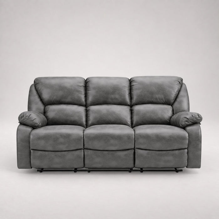 Enoch 3 Seater Recliner Sofa, Dark Grey Faux Leather