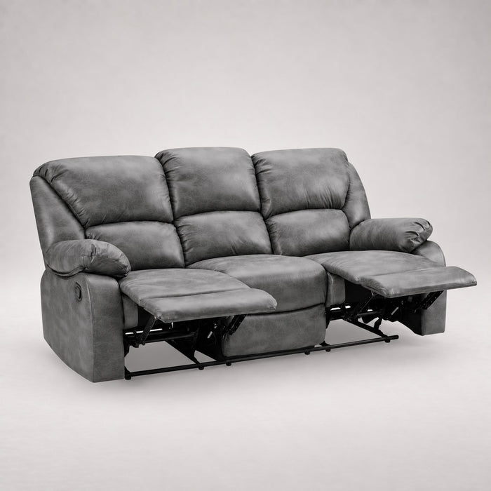Enoch 3 Seater Recliner Sofa, Dark Grey Faux Leather