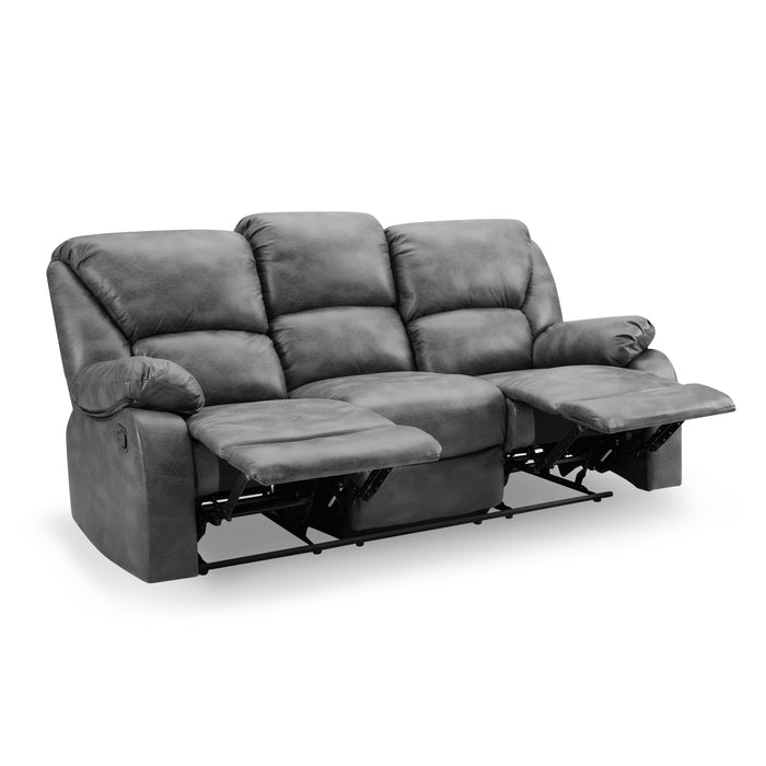 Enoch 3 Seater Recliner Sofa, Dark Grey Faux Leather
