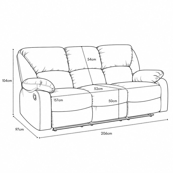 Enoch 3 Seater Recliner Sofa, Dark Grey Faux Leather
