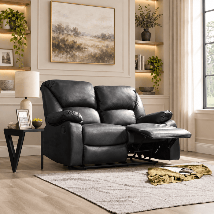 Enoch 2+3 Seater Recliner Sofa Set, Black Faux Leather