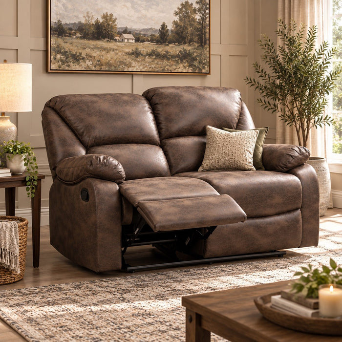 Enoch 2 Seater Recliner Sofa, Brown Faux Leather
