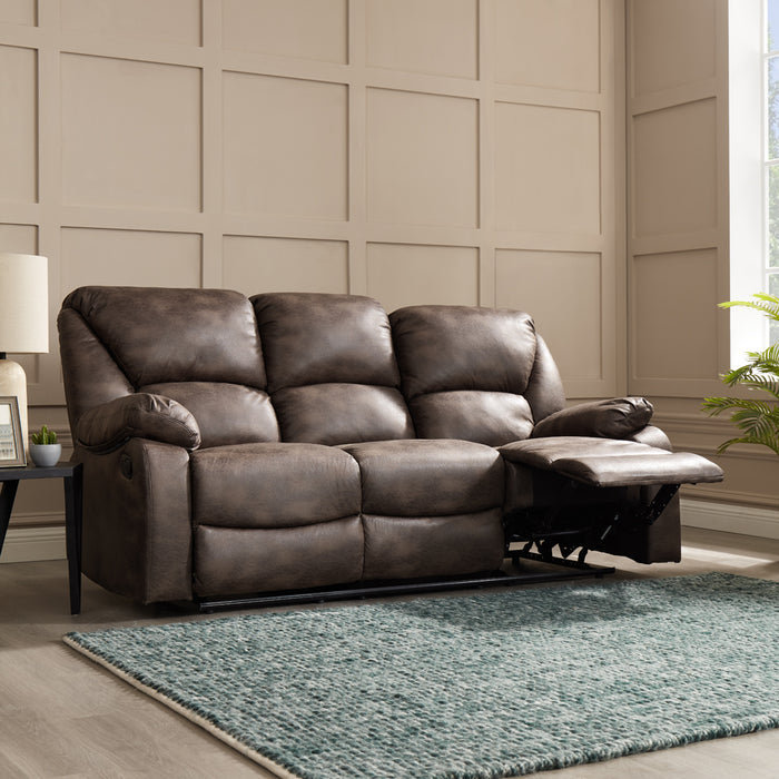 Enoch 3 Seater Recliner Sofa, Brown Faux Leather