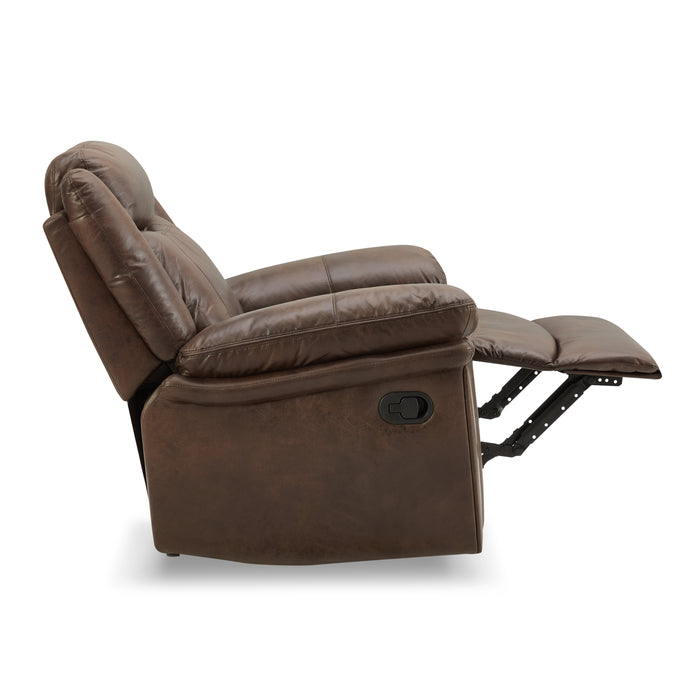 Rowan 1 Seater Manual Recliner Armchair, Brown Faux Leather