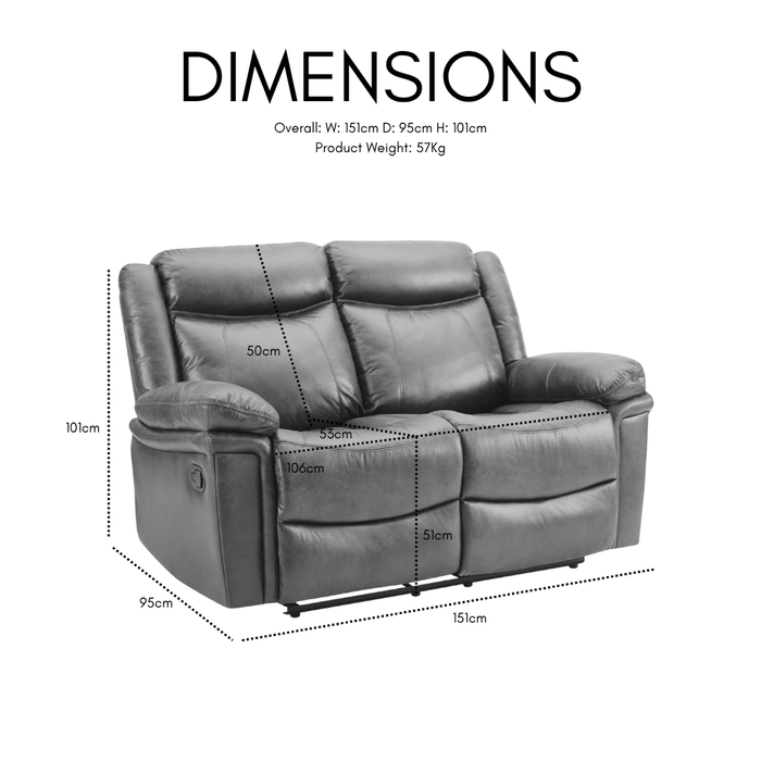 Rowan 2 Seater Manual Recliner Sofa, Brown Faux Leather