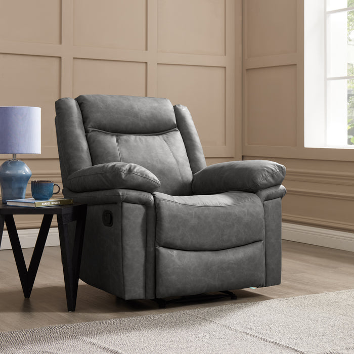 Rowan 1 Seater Manual Recliner Armchair, Grey Faux Leather