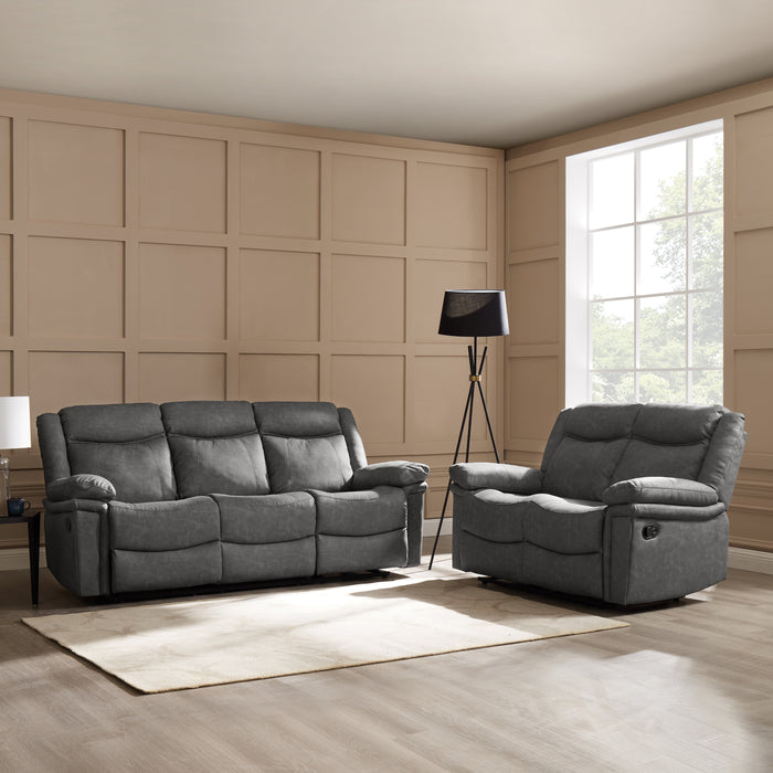 Rowan 2 Seater Manual Recliner Sofa, Grey Faux Leather