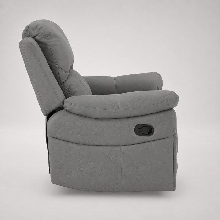 Darius 2 Seater Manual Recliner Sofa With Centre Console, Dark Grey Air Leather