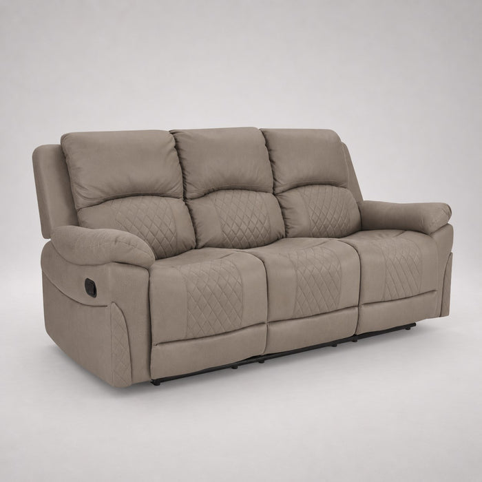 Darius 3 Seater Manual Recliner Sofa, Light Brown Air Leather