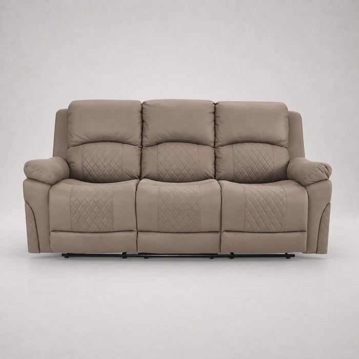 Darius 3 Seater Manual Recliner Sofa, Light Brown Air Leather