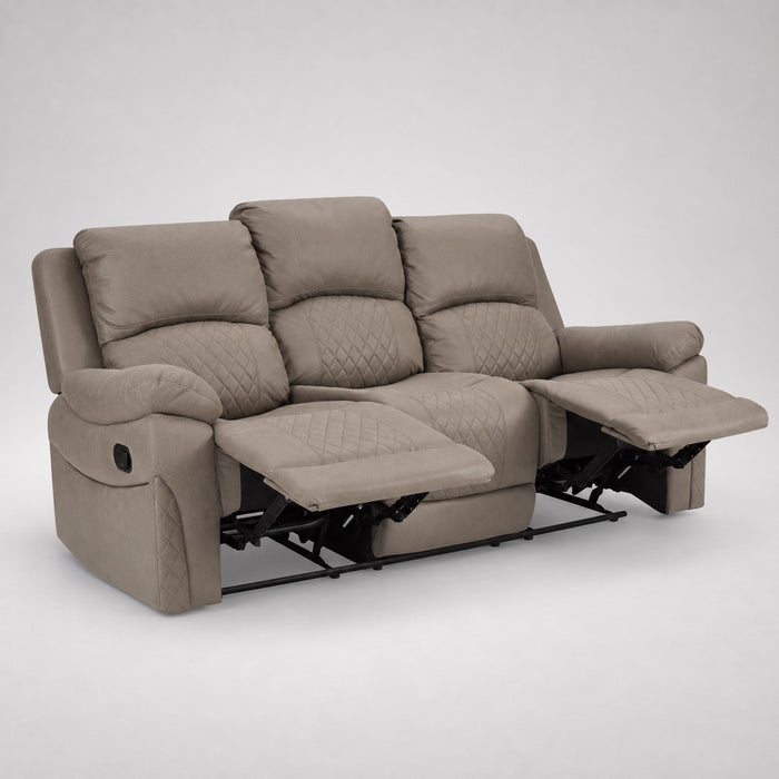 Darius 3 Seater Manual Recliner Sofa, Light Brown Air Leather