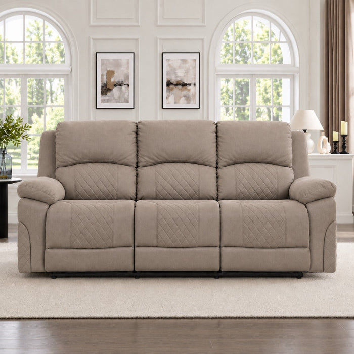 Darius 3 Seater Manual Recliner Sofa, Light Brown Air Leather