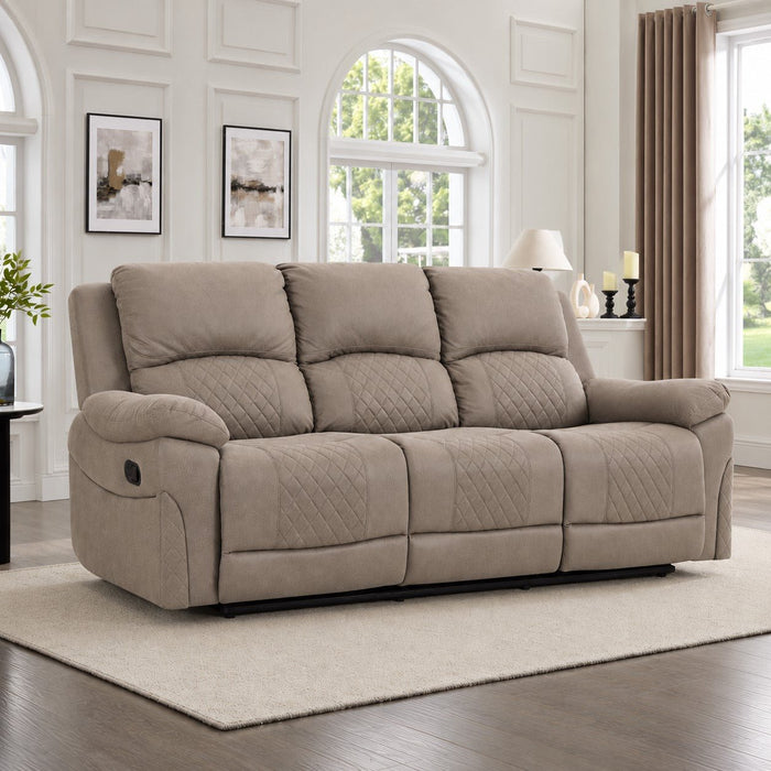 Darius 3 Seater Manual Recliner Sofa, Light Brown Air Leather