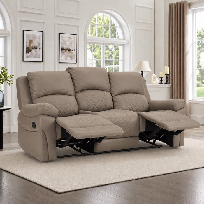 Darius 3 Seater Manual Recliner Sofa, Light Brown Air Leather