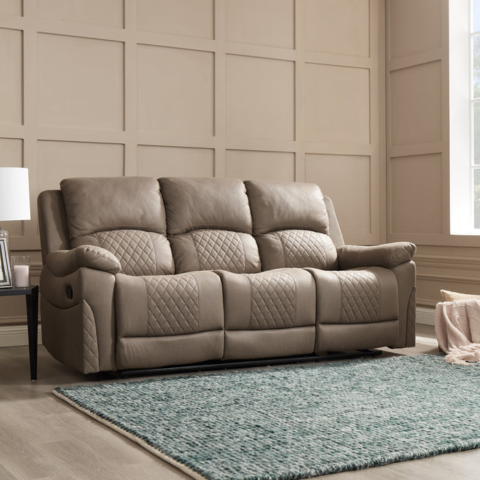 Darius 3 Seater Manual Recliner Sofa, Light Brown Air Leather