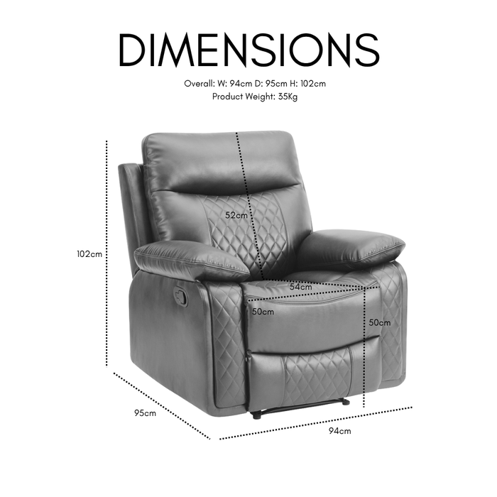 Carson 1 Seater Manual Recliner Armchair, Brown Faux Leather