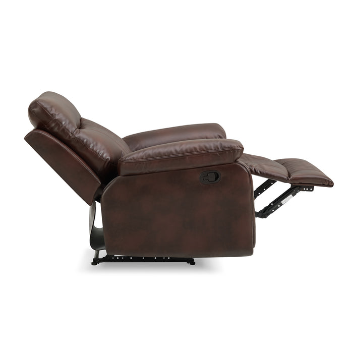Carson 1 Seater Manual Recliner Armchair, Brown Faux Leather