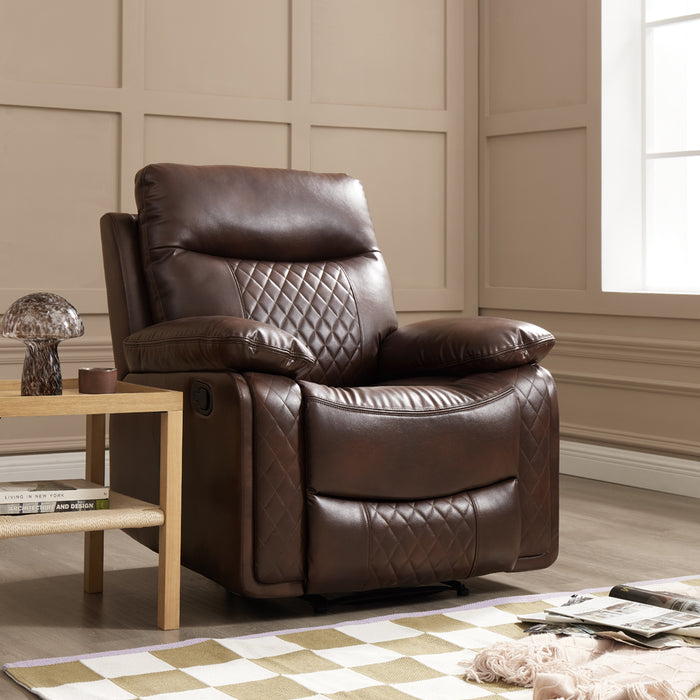 Carson 1 Seater Manual Recliner Armchair, Brown Faux Leather