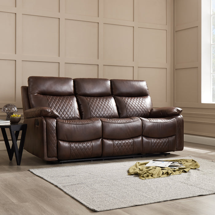 Carson 3 Seater Manual Recliner Sofa, Brown Faux Leather