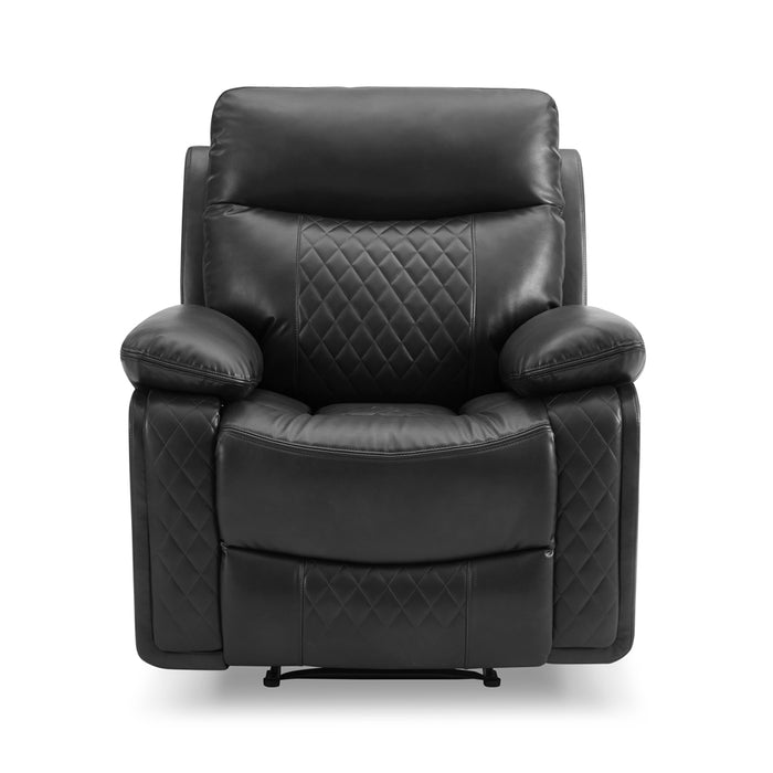 Carson 1 Seater Manual Recliner Armchair, Black Faux Leather
