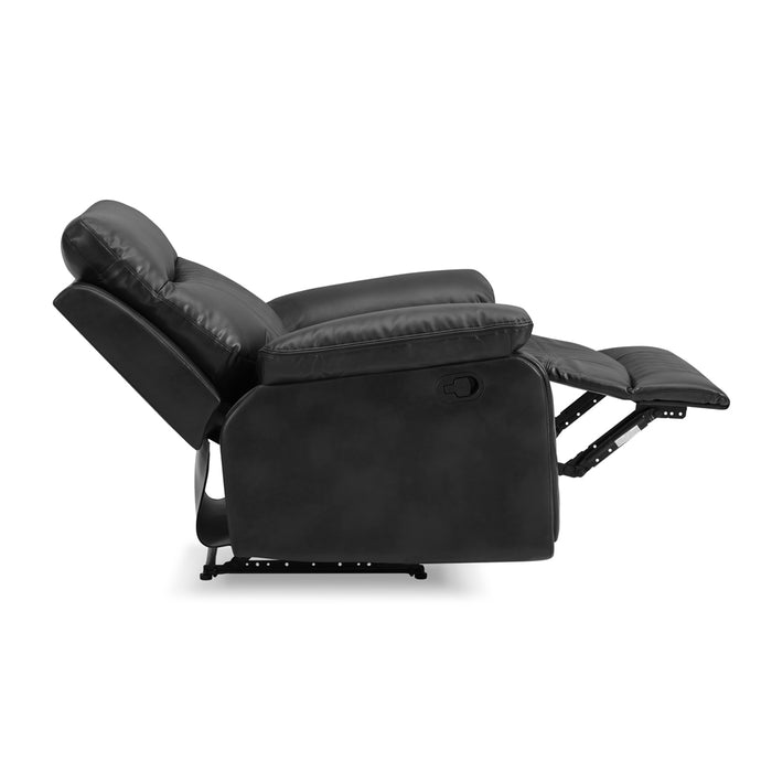 Carson 1 Seater Manual Recliner Armchair, Black Faux Leather