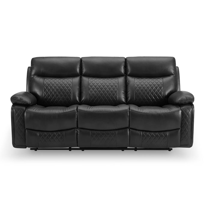 Carson 3 Seater Manual Recliner Sofa, Black Faux Leather