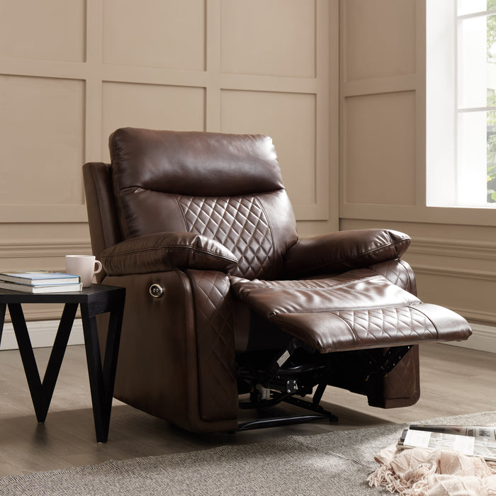 Carson 1 Seater Electric Recliner Armchair, Brown Faux Leather