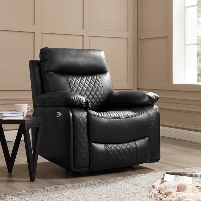 Carson 1 Seater Electric Recliner Armchair, Black Faux Leather