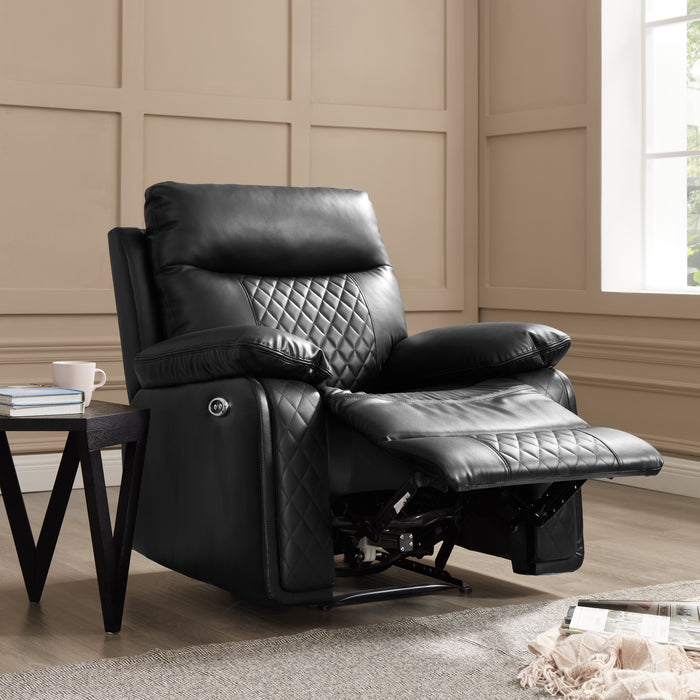 Carson 1 Seater Electric Recliner Armchair, Black Faux Leather