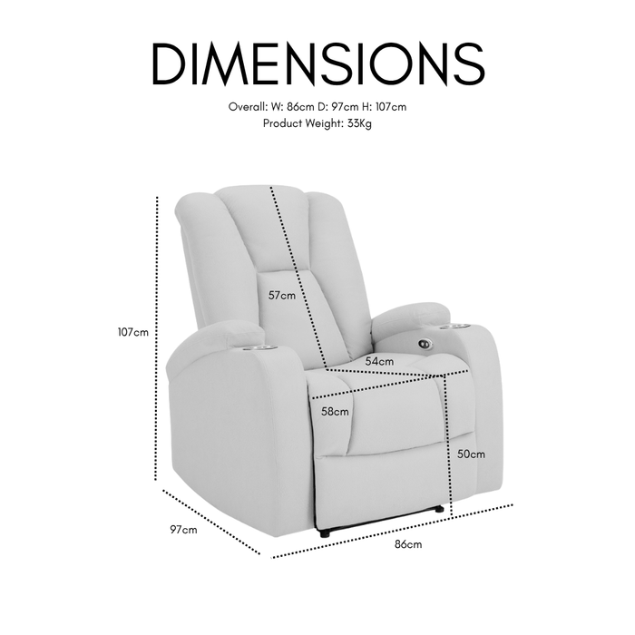 Hannah 1 Seater Electric Recliner Armchair, Dark Grey Air Leather