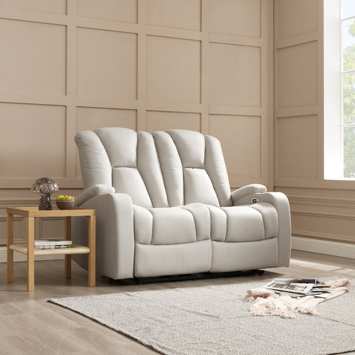 Hannah 2 Seater Electric Recliner Sofa, Light Grey Air Leather