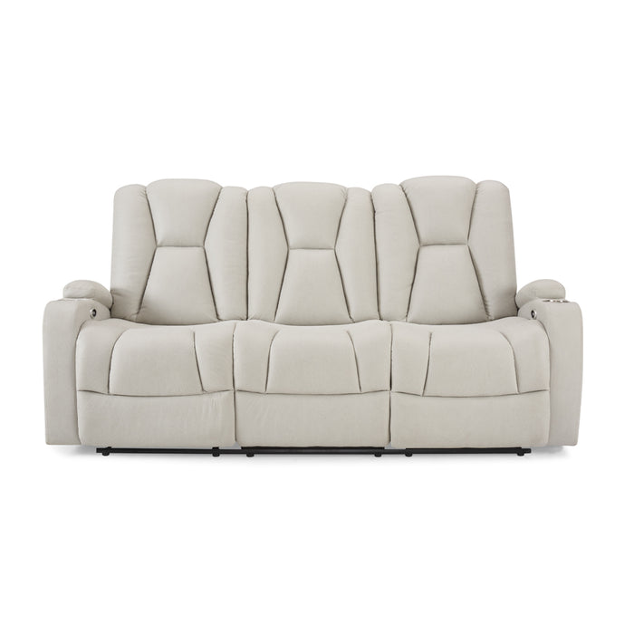 Hannah 3 Seater Electric Recliner Sofa, Light Grey Air Leather