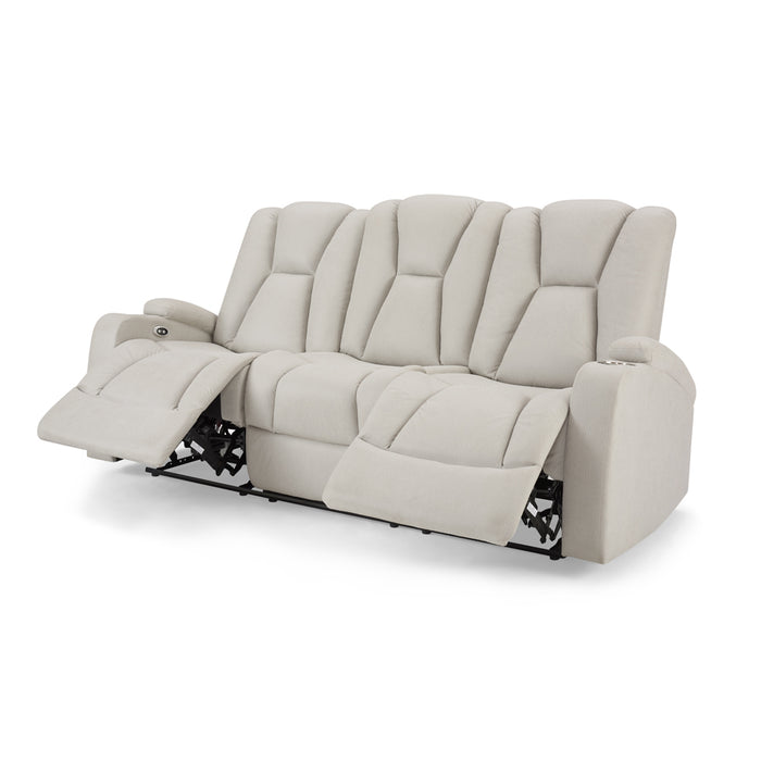 Hannah 3 Seater Electric Recliner Sofa, Light Grey Air Leather