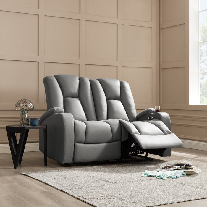 Hannah 2 Seater Electric Recliner Sofa, Dark Grey Air Leather