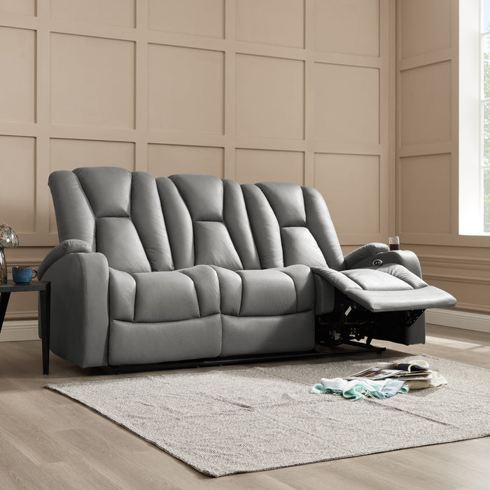 Hannah 2+3 Seater Electric Recliner Sofa set, Dark Grey Air Leather