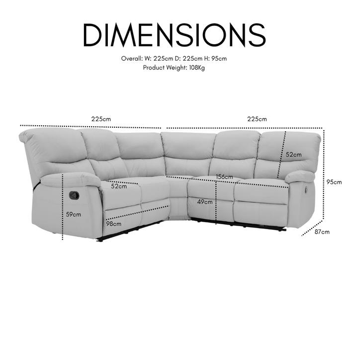 Benton 5 Seater Corner Electric Recliner Sofa, Black Faux Leather