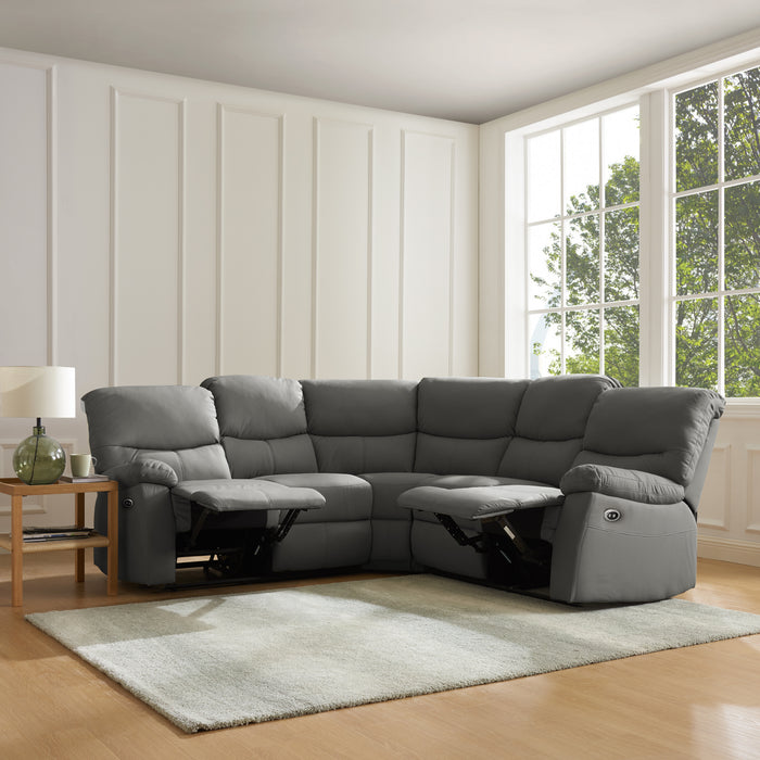 Benton 5 Seater Corner Electric Recliner Sofa, Dark Grey Faux Leather