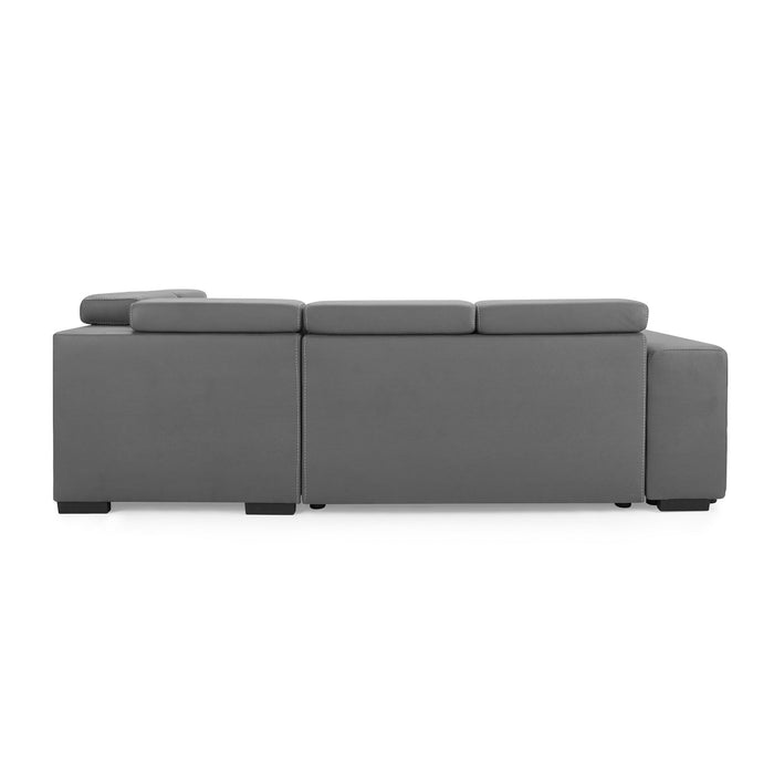 Scarlett Right Hand Corner Sofa With Pull Out Sofa Bed, Adjustable Headrest, Storage and Footstools, Grey Air Leather