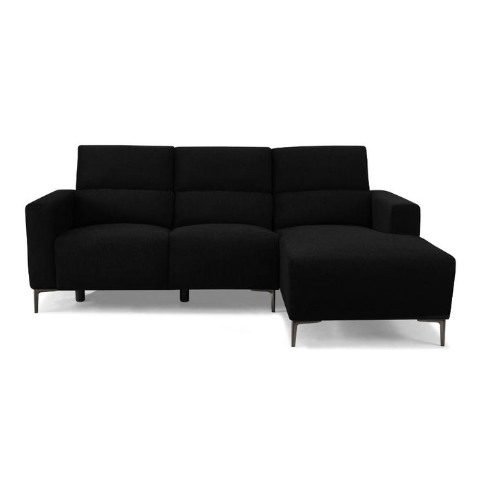 Ezra Power Recliner Sofa With Right Hand Chaise, Black Velvet