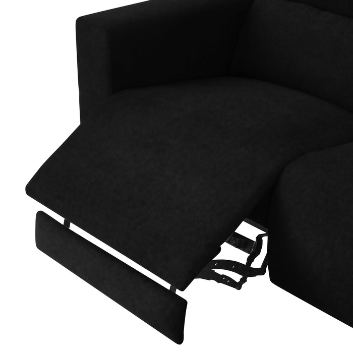 Ezra Power Recliner Sofa With Right Hand Chaise, Black Velvet