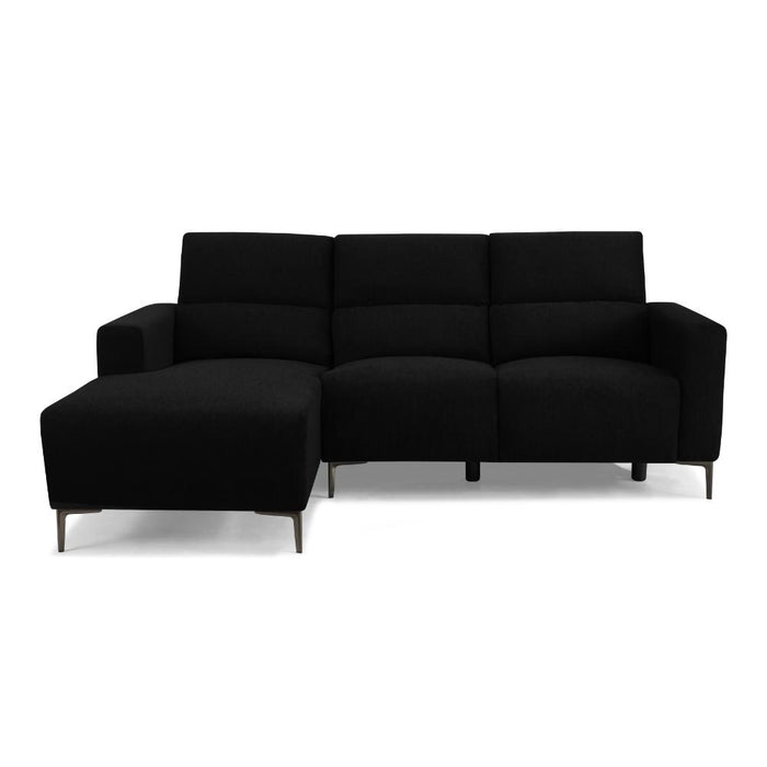 Ezra Power Recliner Sofa With Left Hand Chaise, Black Velvet