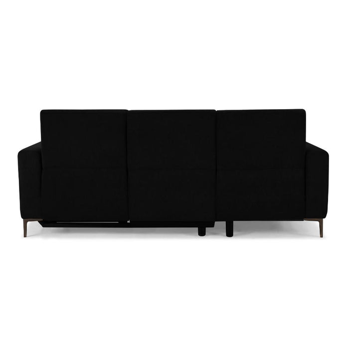 Ezra Power Recliner Sofa With Left Hand Chaise, Black Velvet