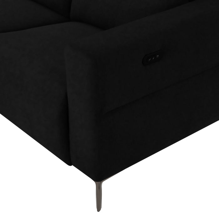 Ezra Power Recliner Sofa With Left Hand Chaise, Black Velvet