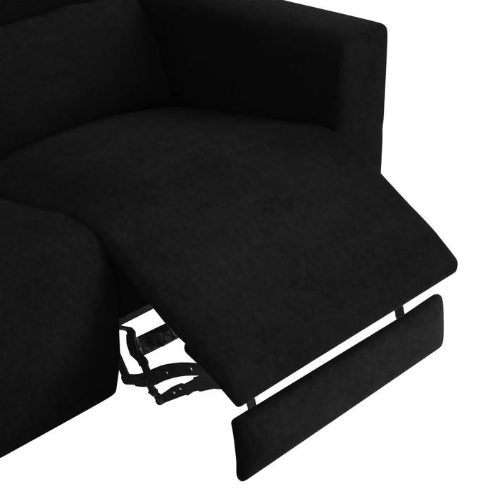 Ezra Power Recliner Sofa With Left Hand Chaise, Black Velvet