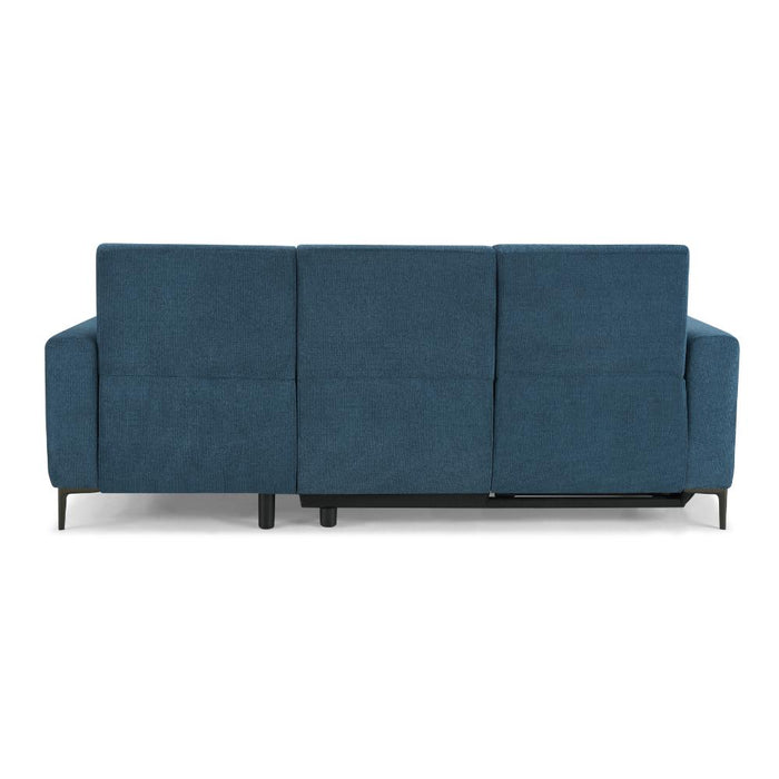 Ezra Power Recliner Sofa With Right Hand Chaise, Dark Blue Linen