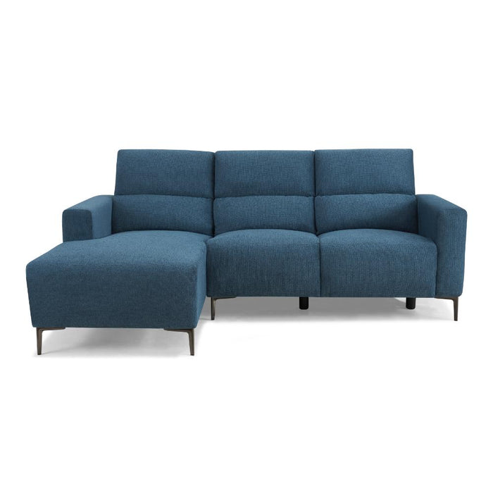 Ezra Power Recliner Sofa With Left Hand Chaise, Dark Blue Linen